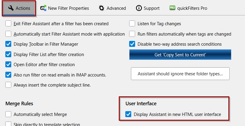 option to activate assistant in html mode