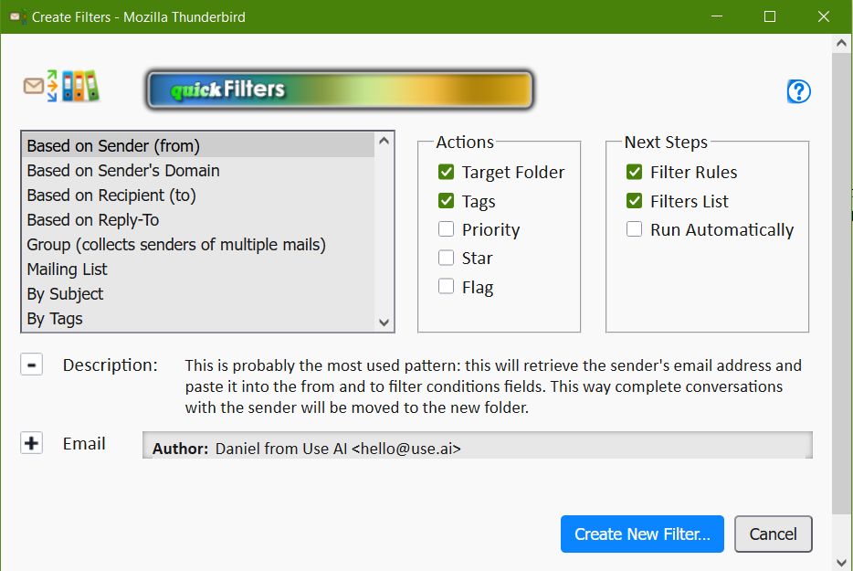 quickFilters Assistant