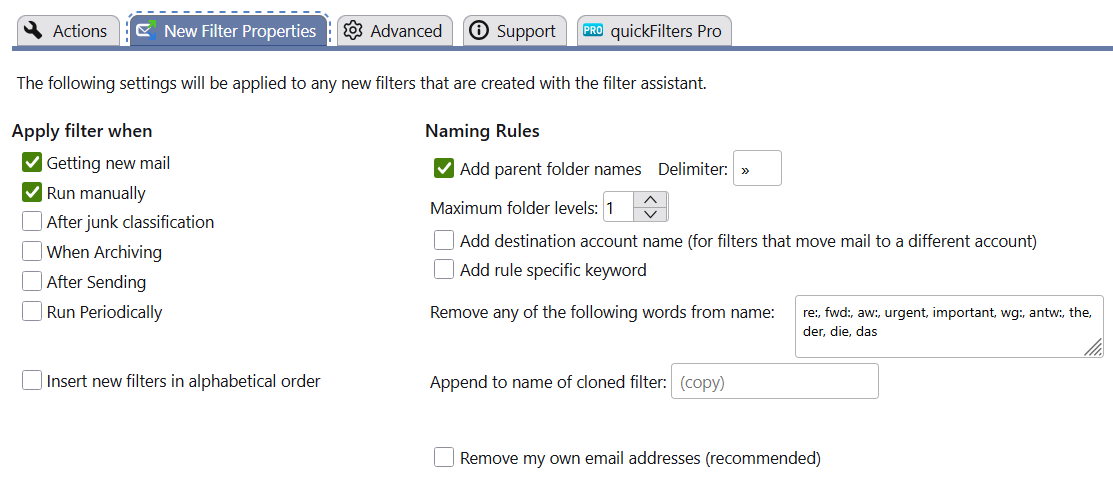 new filter properties